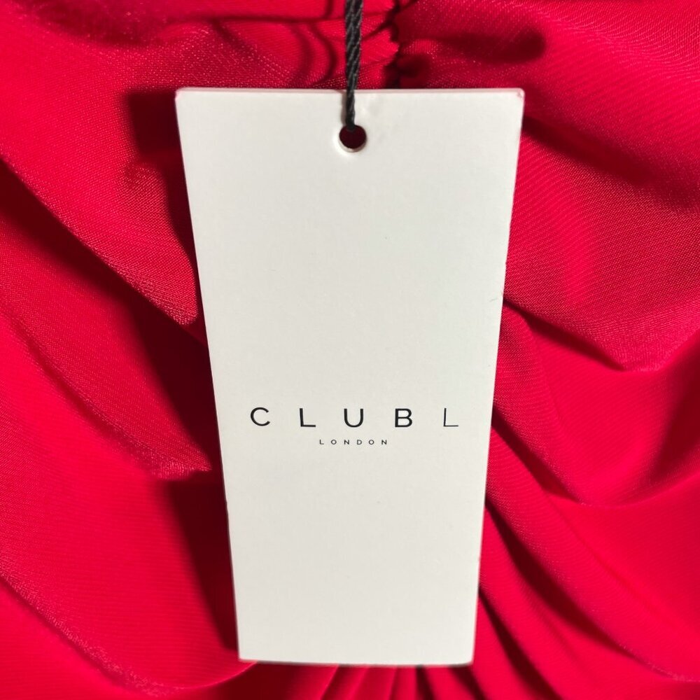 Club L London Adele Backless Ruched Fishtail Cami Maxi Dress Red Scarlet NWT - Picture 13 of 14